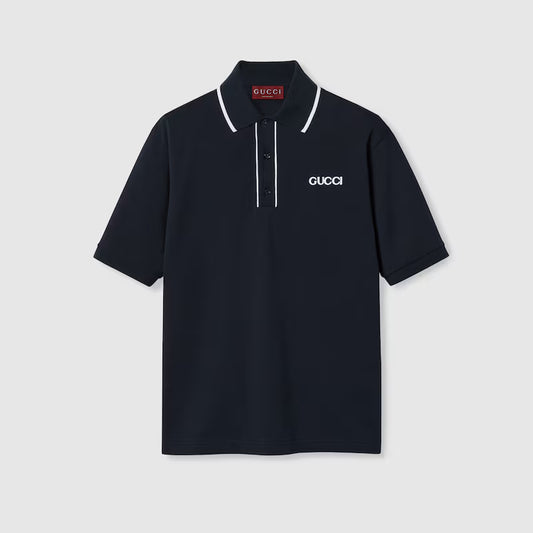 Embroidered cotton piquet polo shirt