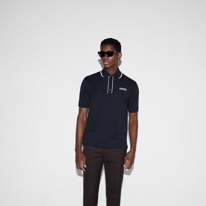 Embroidered cotton piquet polo shirt