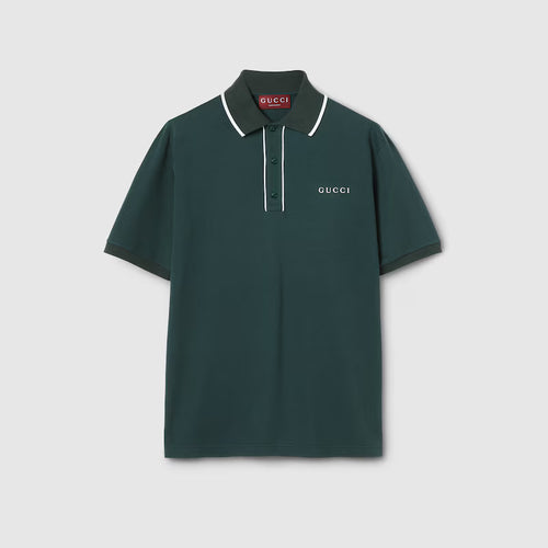 Cotton piquet polo shirt with embroidery