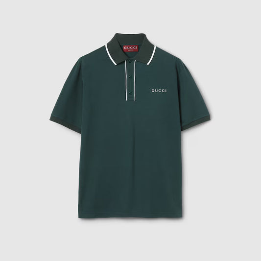 Cotton piquet polo shirt with embroidery