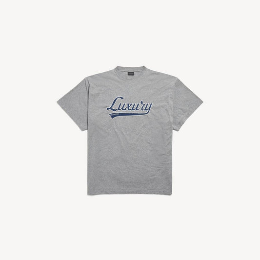 Men's Luxury Script Oversized T-shirt in Dark Heather Grey/blue